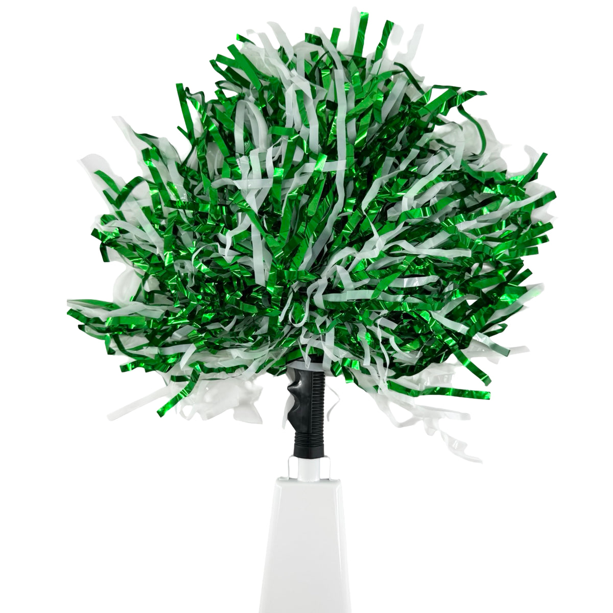 Green &amp; White Football Pom-Bell