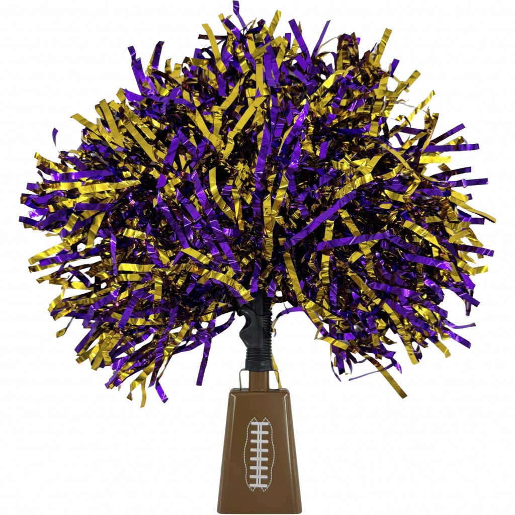 Purple &amp; Gold Football Pom-Bell